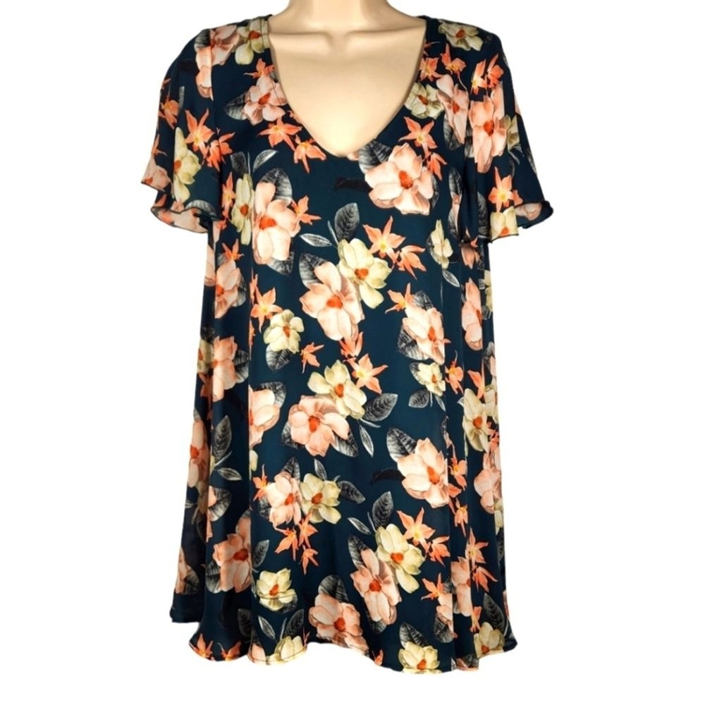 Vintage Y2K Show Me Your Mumu Silk Dress Size XS Oversized Tropical Beachy Indie